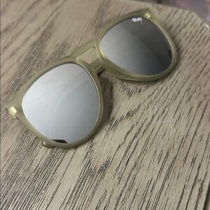 Quay Australia Cream Sunglasses with Black Lenses